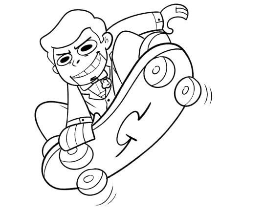 Dibujo de Slappy Jugando Patineta para Colorear
