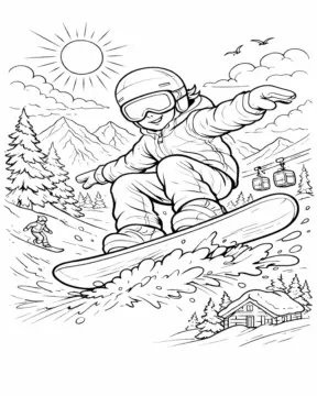 Dibujo de Snowboarder Haciendo Gran Salto para página de Colorear para Colorear