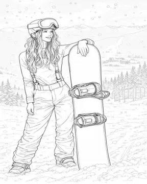 Dibujo de Snowboarders Femeninas para página de Colorear para Colorear