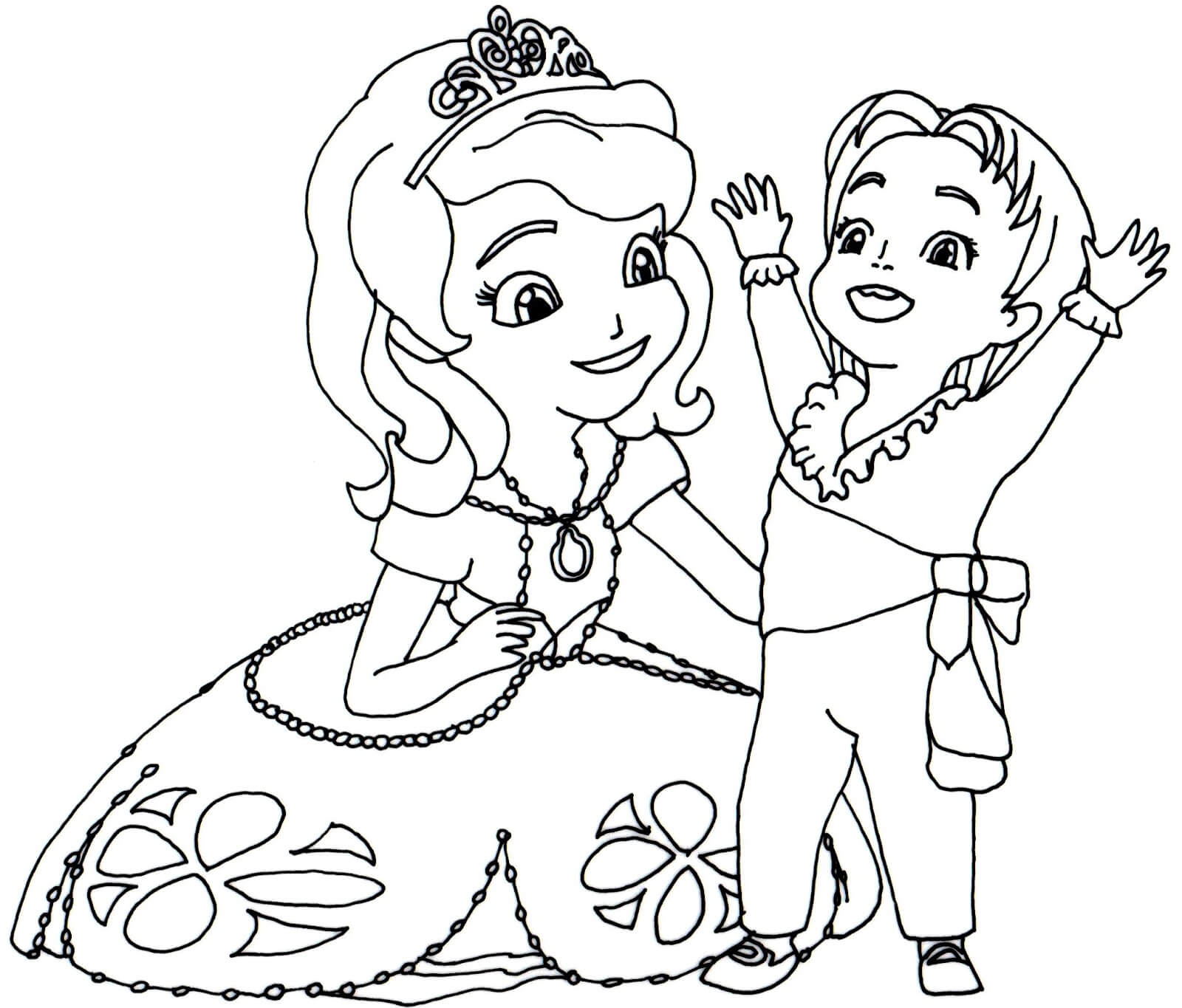 Dibujo de Sofía y Su Hermanito para Colorear