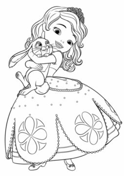 Dibujo de Sofía con Trebol para Colorear