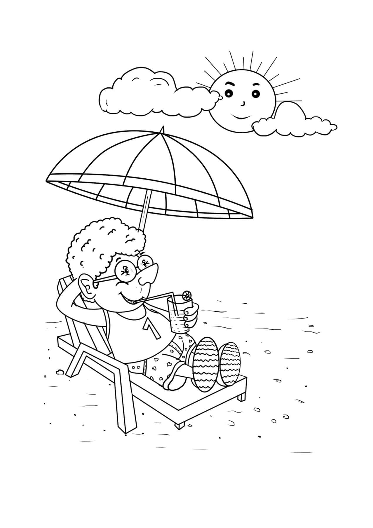 Dibujo de Relajarse Bajo el Sol para Colorear