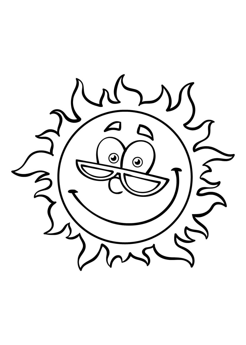 Dibujo de Sol con Gafas para Colorear