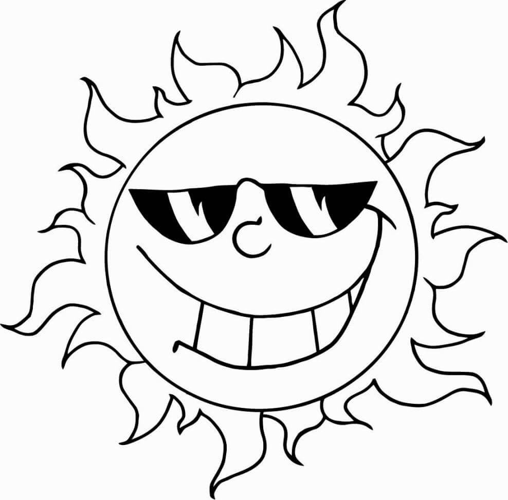 Dibujo de Sol Divertido para Colorear