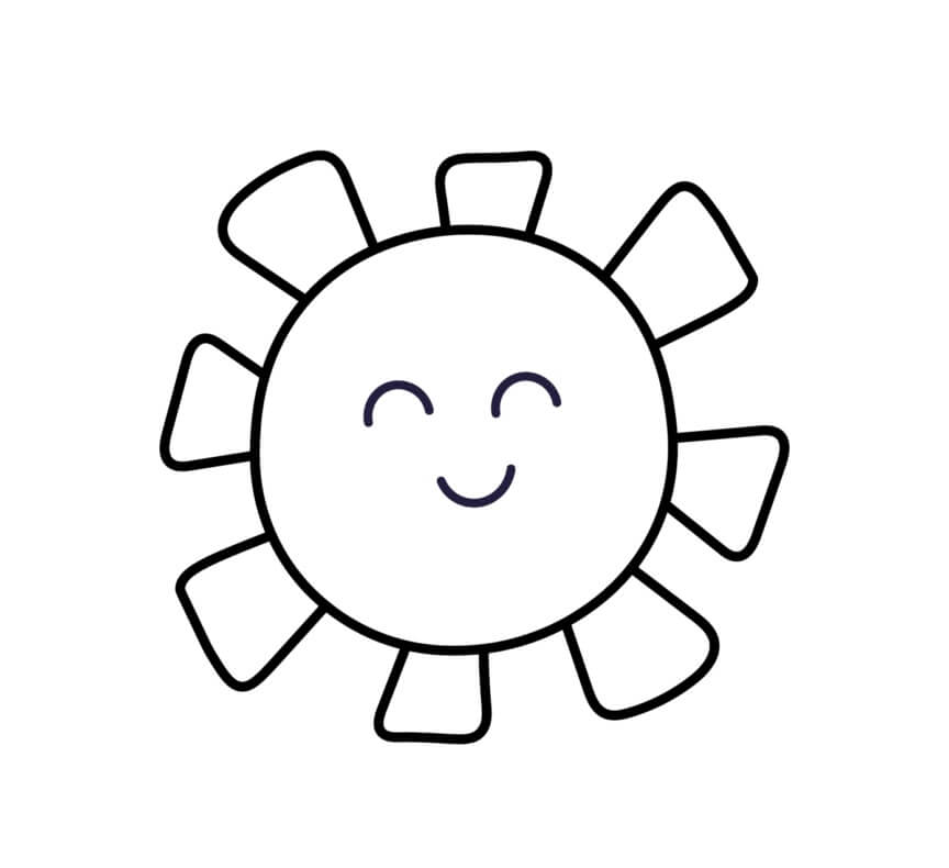 Dibujo de Sonrisa de Sol Sencilla para Colorear