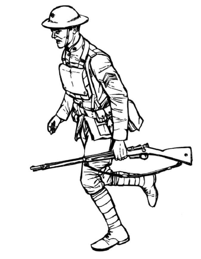 Dibujo de Soldado Sosteniendo Ak 47 para Colorear