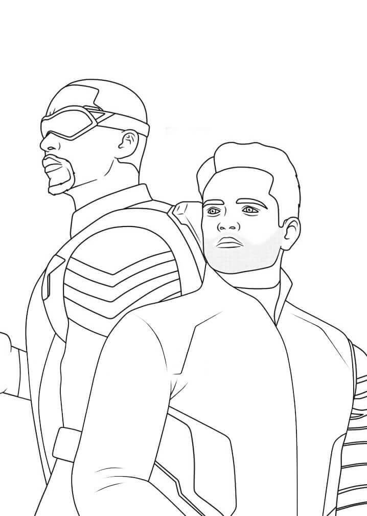 Dibujo de El Halcon y el Soldado de Invierno para Colorear