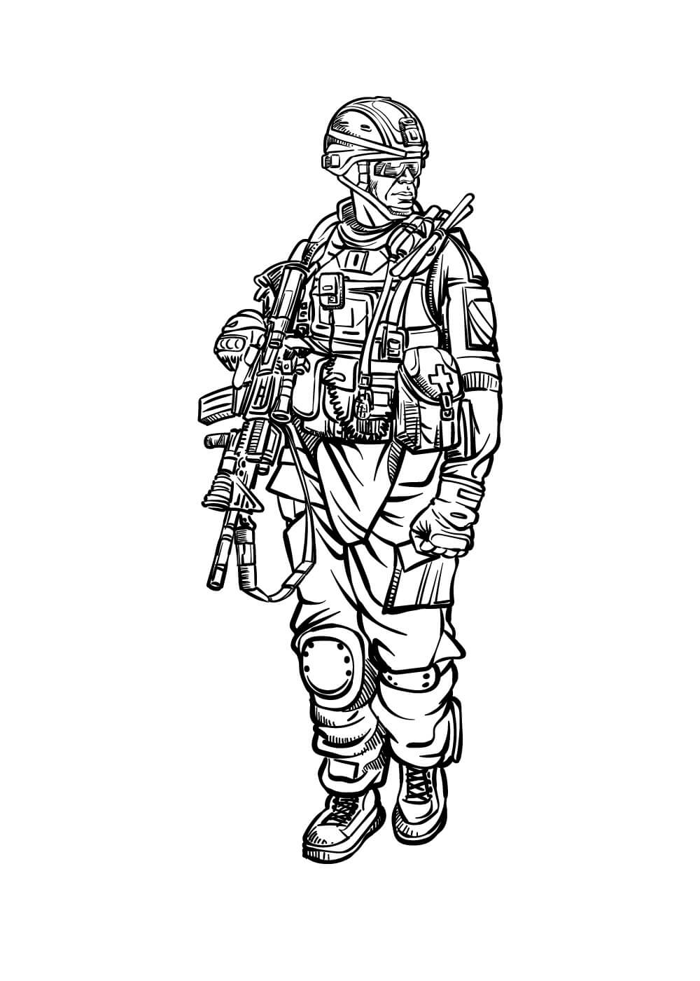 Dibujo de Soldado Caminando para Colorear