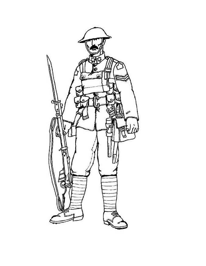 Dibujo de Soldado Canadiense para Colorear
