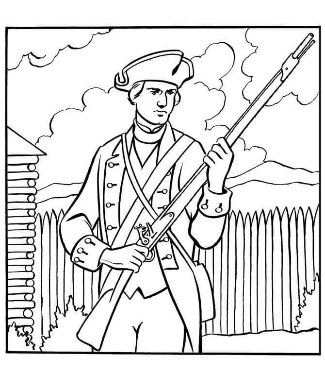 Dibujo de Soldado Colonial para Colorear