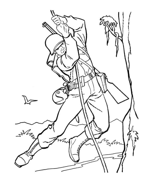 Dibujo de Soldado Escalando para Colorear