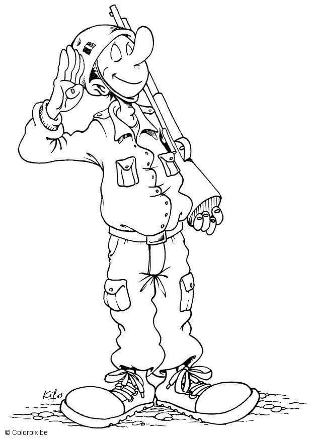 Dibujo de Soldado Feliz para Colorear