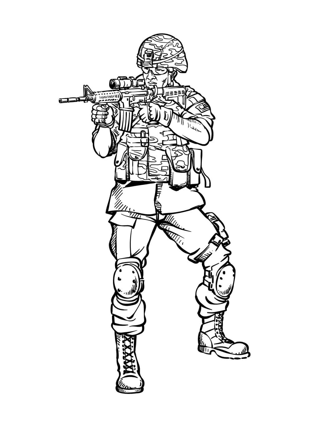 Dibujo de Soldado Luchando para Colorear