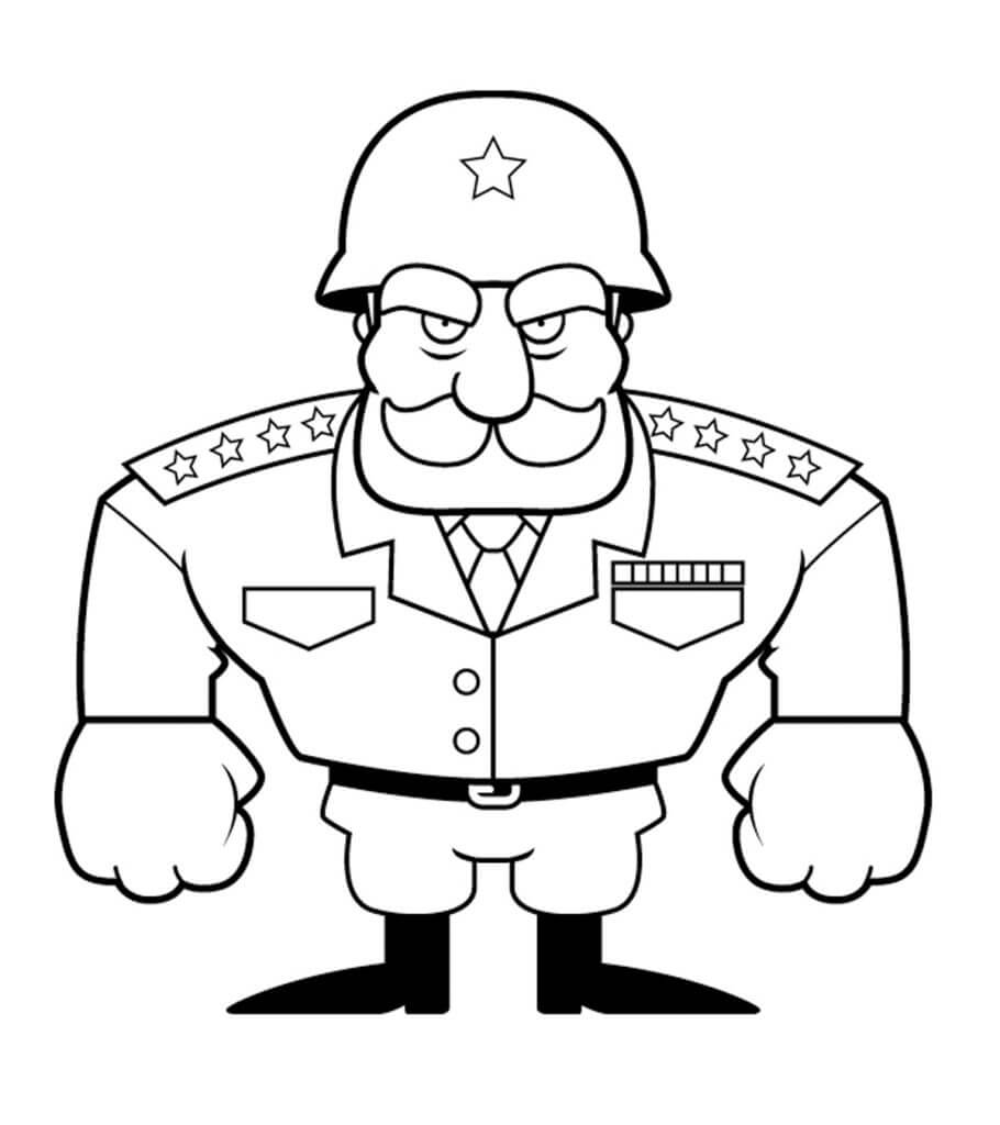 Dibujo de Soldado de Dibujos Animados Fresco para Colorear