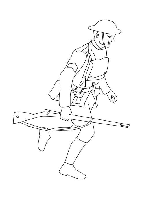 Dibujo de Soldado de la Primera Guerra Mundial para Colorear