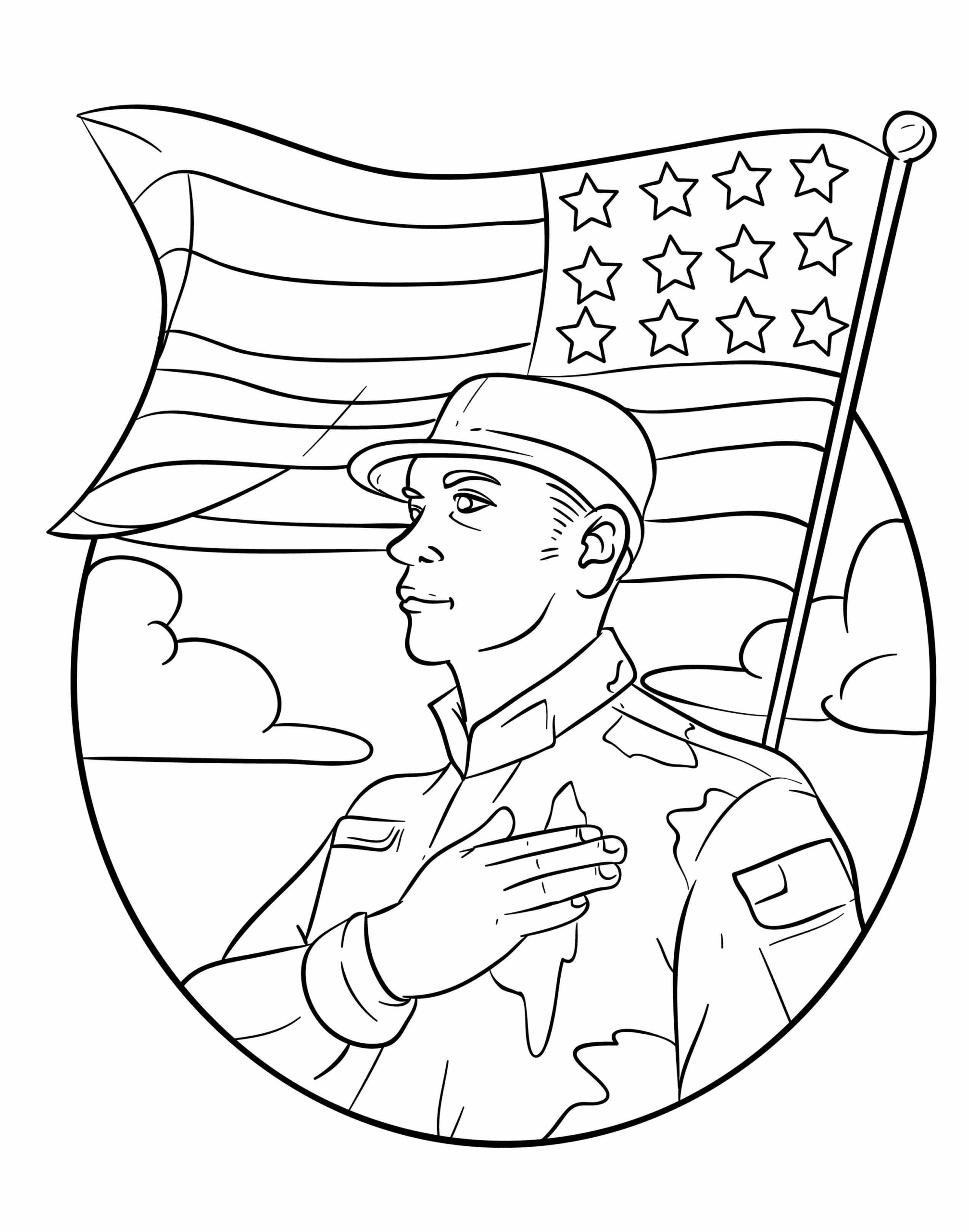 Dibujo de Soldado del ejército Militar de los Ee Uu Scaled para Colorear