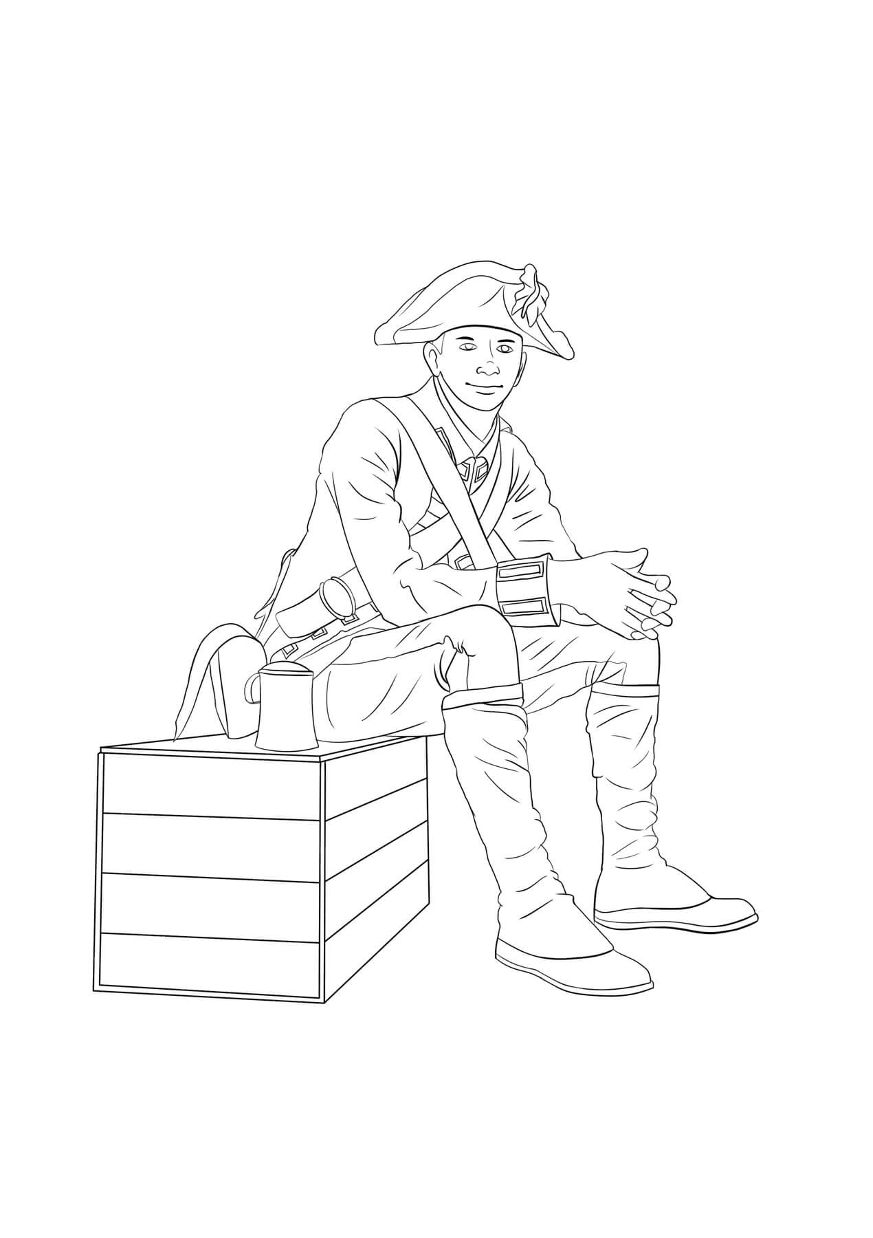 Dibujo de Soldado del Siglo Sentado para Colorear