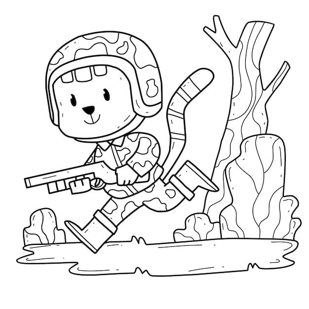 Dibujo de Soldado Mono Corriendo para Colorear