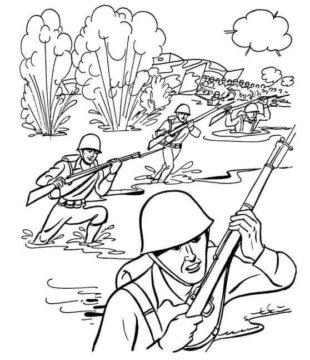 Dibujo de Soldados en Entrenamiento para Colorear