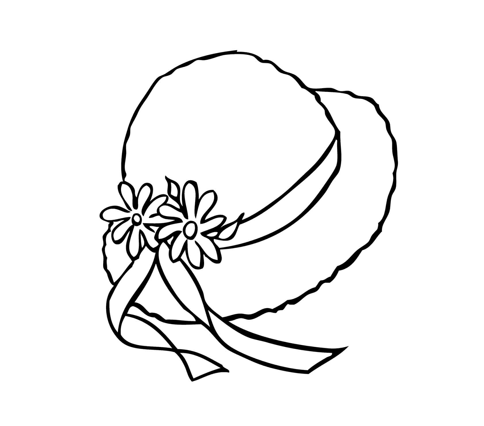 Dibujo de Sombrero con Dos Flores para Colorear