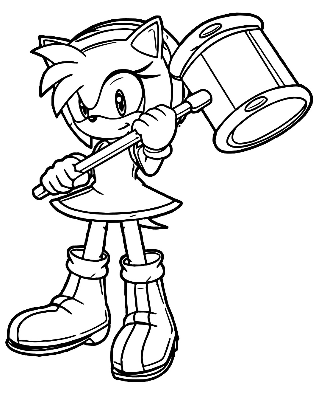 Dibujo de Amy Rose con Martillo para Colorear