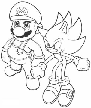 Dibujo de Sonic y Mario para Colorear