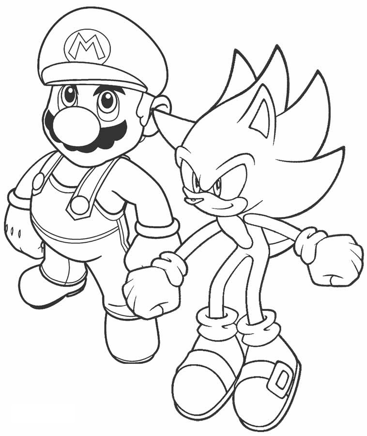 Dibujo de Sonic y Mario para Colorear