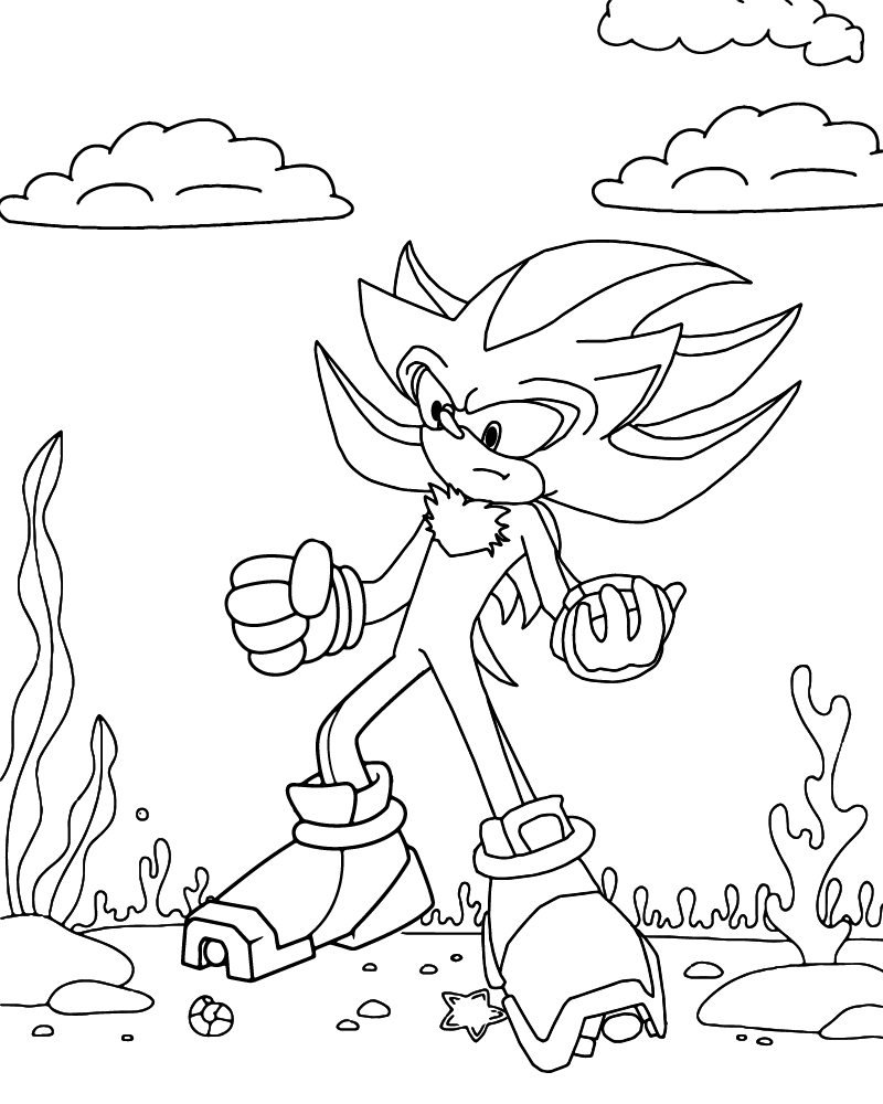 Dibujo de Shadow Fighting Sonic Coloring Page para Colorear