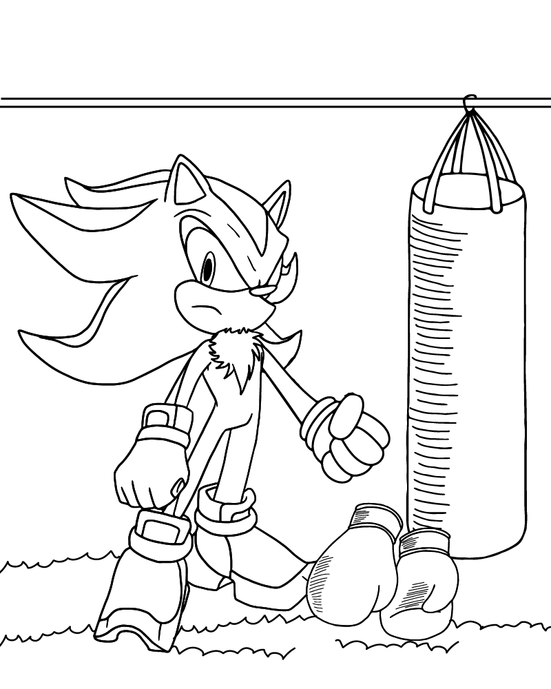 Dibujo de Shadow Sonic Boxing Coloring Page para Colorear