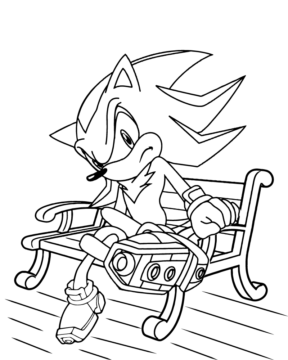 Dibujo de Shadow Sonic Sitting Coloring Page para Colorear