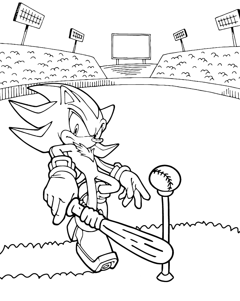 Dibujo de Shadow The Hedgehog Action Coloring Page para Colorear