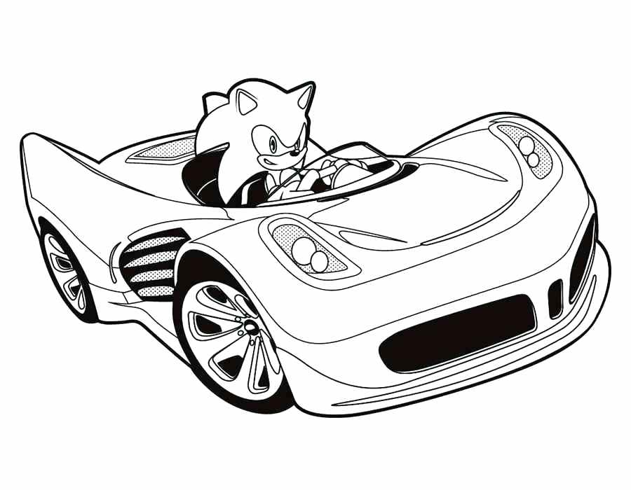 Dibujo de Coche de Conduccion Sonico para Colorear