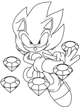 Dibujo de Sonico con Diamantes para Colorear