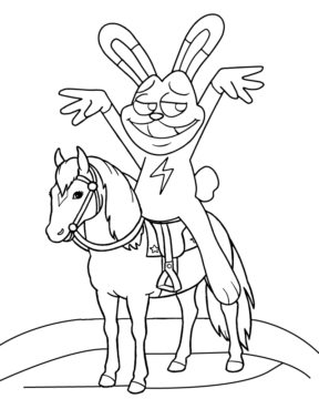 Dibujo de Hoppy Hopscotch Riding a Horse Coloring Page para Colorear