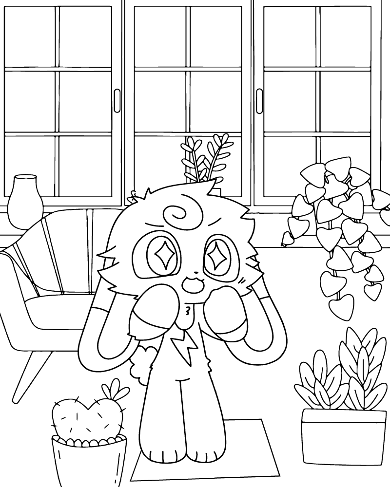 Dibujo de Kawaii Hoppy Hopscotch Coloring Page para Colorear