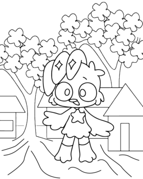 Dibujo de Worried Cute Kickin Chicken Free Coloring Page para Colorear