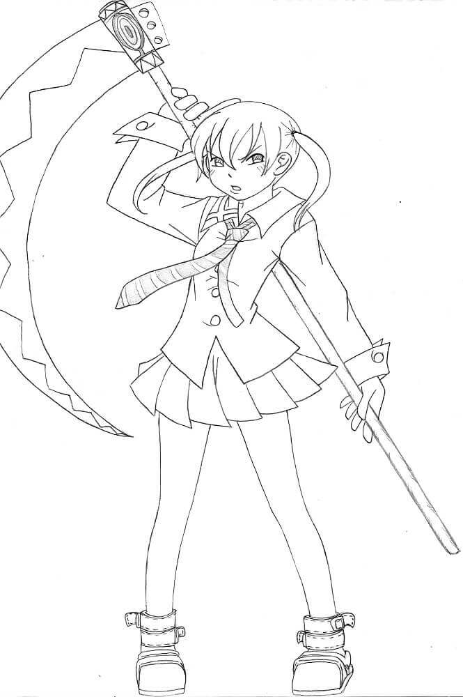 Dibujo de Maka Albarn de Soul Eater Enfadada para Colorear