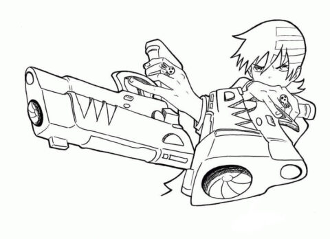 Dibujo de Muerte al niño de Soul Eater con Armas para Colorear