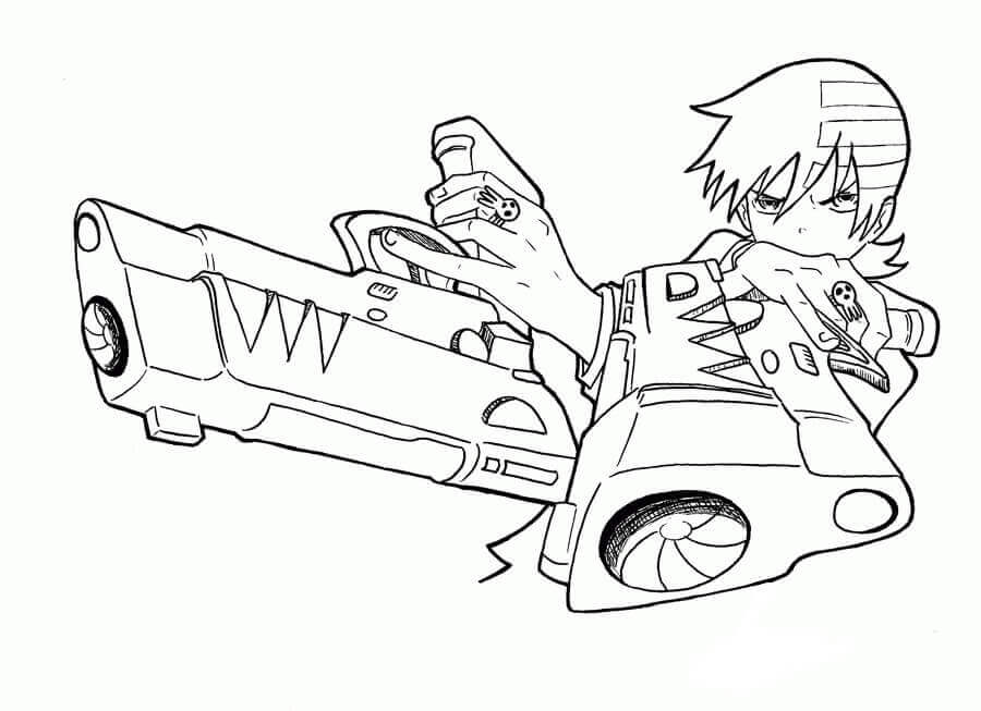 Dibujo de Muerte al niño de Soul Eater con Armas para Colorear