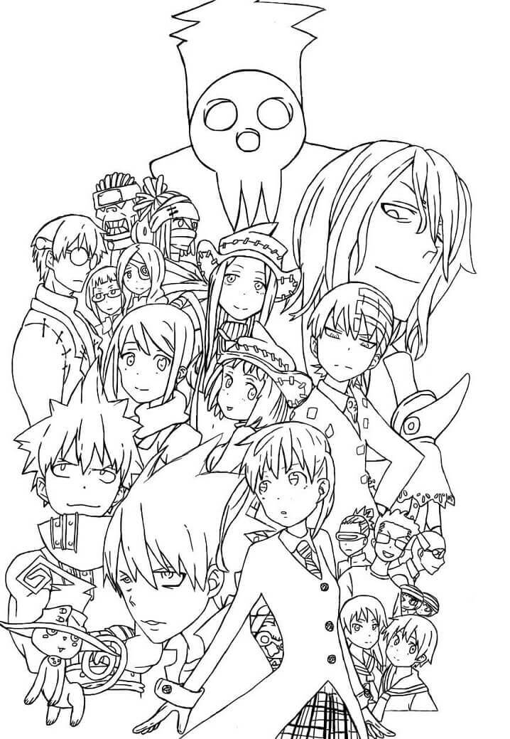 Dibujo de Personajes de Soul Eater Geniales para Colorear