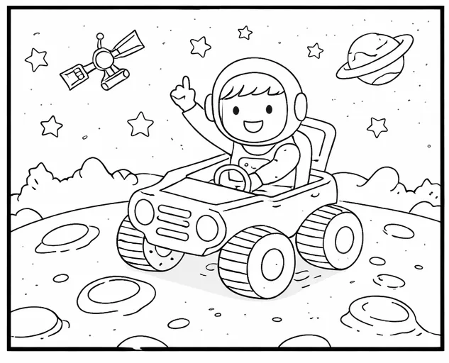 Dibujo de Aventura Espacial del Rover Lunar para página de Colorear para Colorear