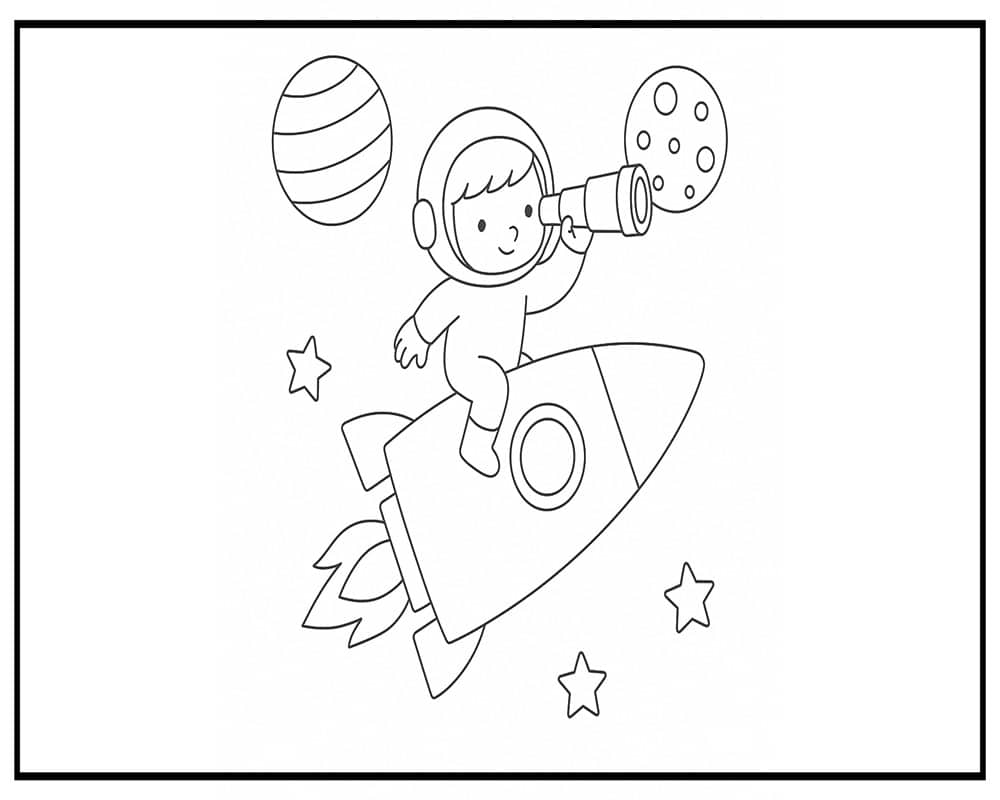 Dibujo de Aventura Galactica Infantil para página de Colorear para Colorear