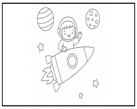 Dibujo de Diversion de Viaje Espacial para página de Colorear para Colorear