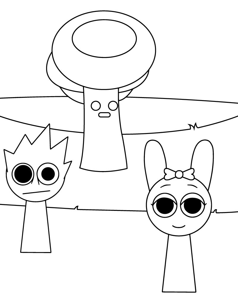 Dibujo de Easy Sprunki Coloring Page para Colorear