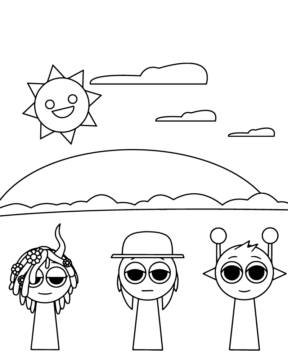 Dibujo de Sprunki Colorful Characters Coloring Page para Colorear