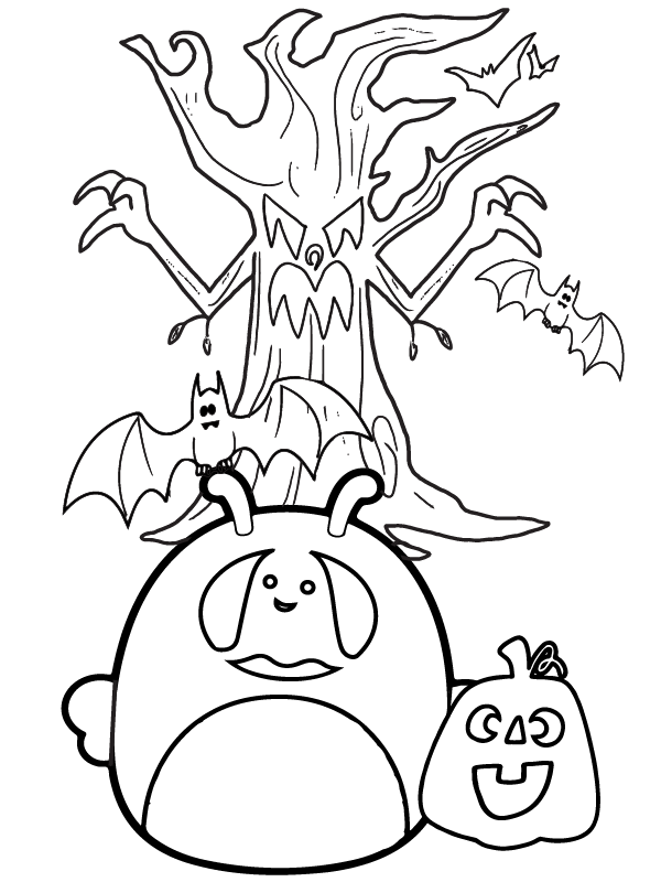 Dibujo de Gato de Halloween Squishmallow página para Colorear