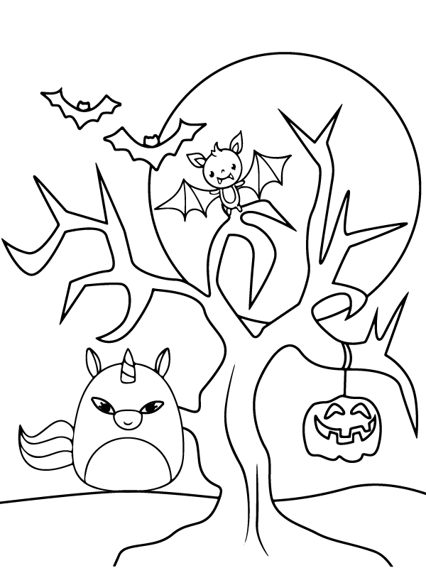 Dibujo de Murcielago Naranja Squishmallow página para Colorear