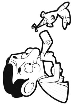 Dibujo de Mr Bean Toca la Trompeta para Colorear