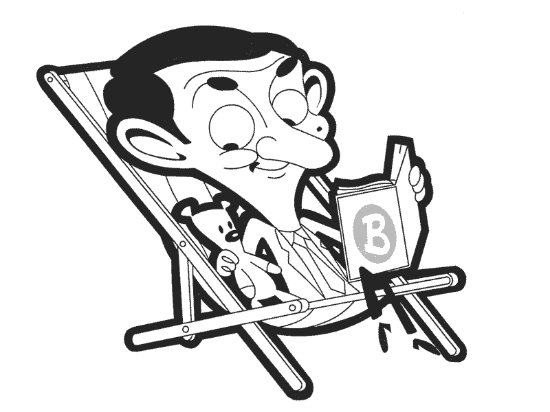 Dibujo de Libro de Lectura de Mr Bean para Colorear