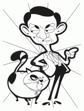 Dibujo de Mr Bean y Scrapper para Colorear
